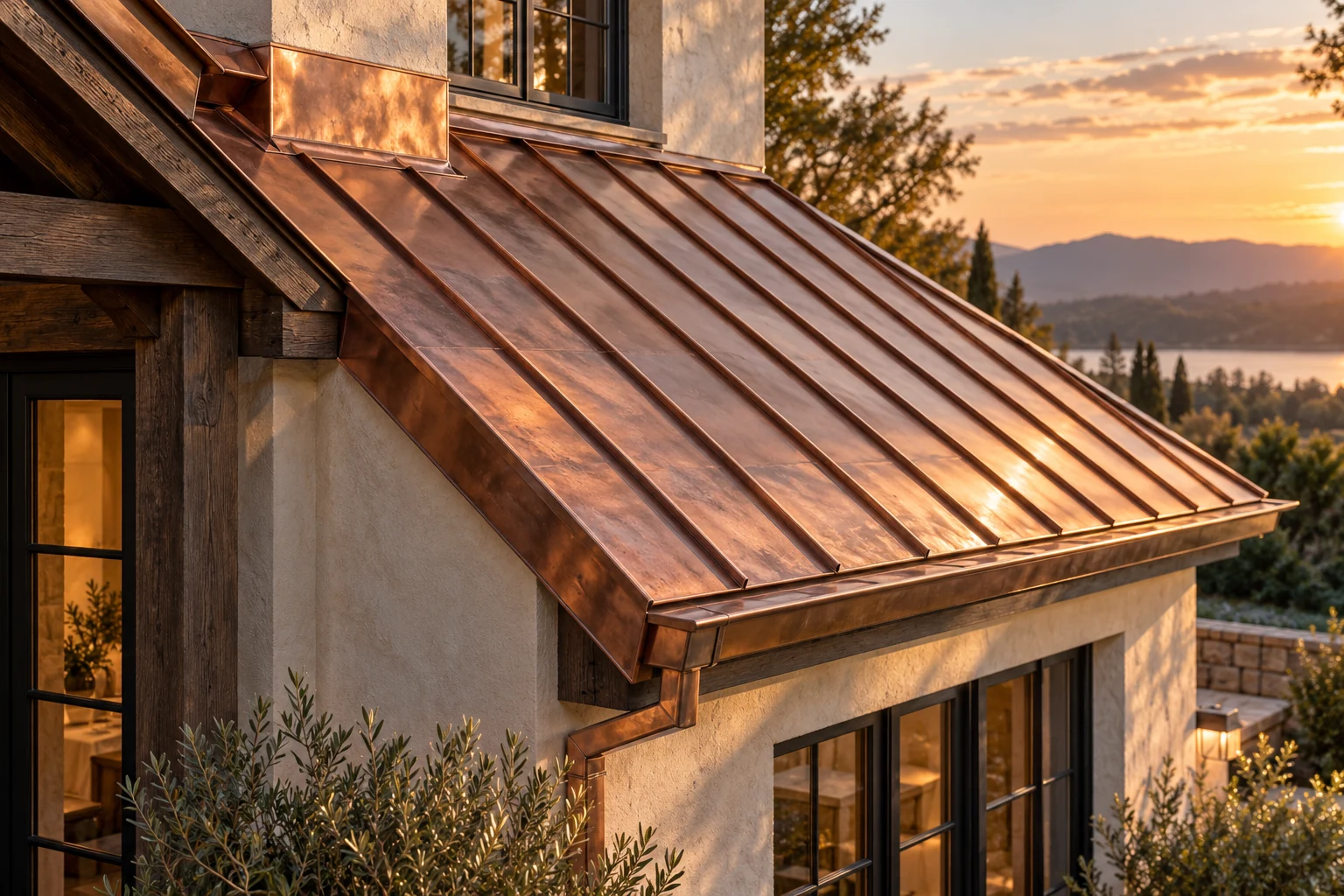Warm copper roof construction details