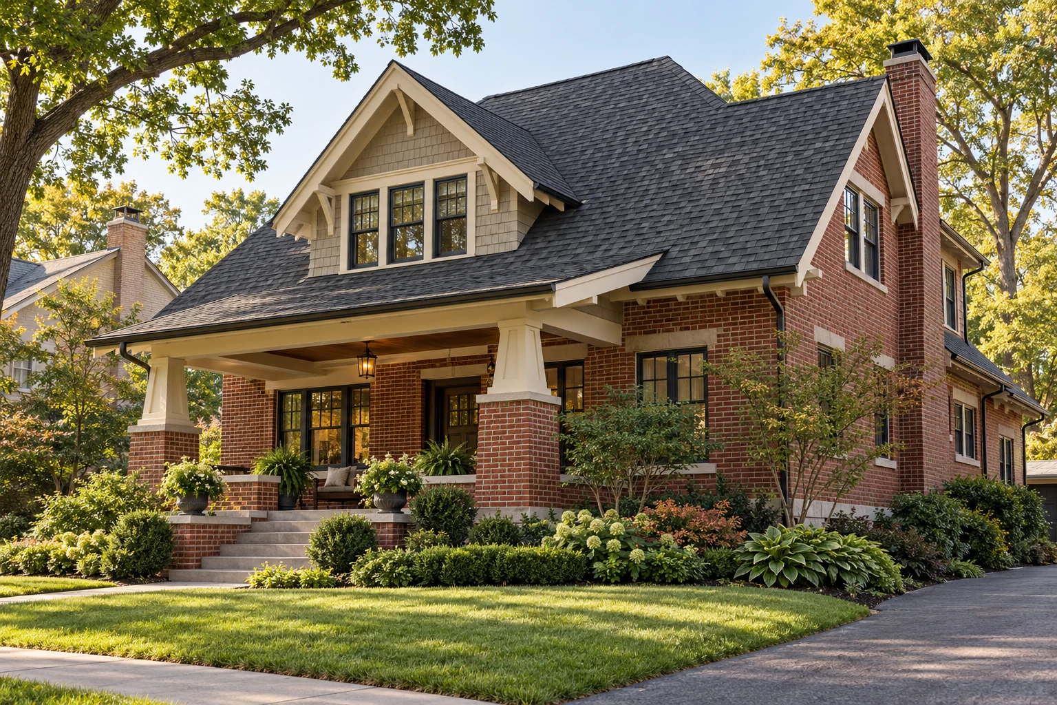 Craftsman home with a carefully finished architectural shingle roof